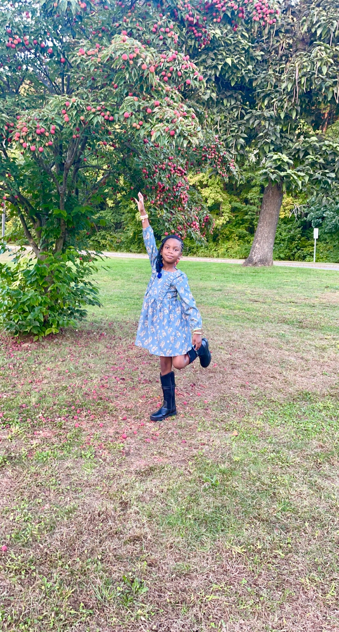 Navy Corduroy Flower Dress