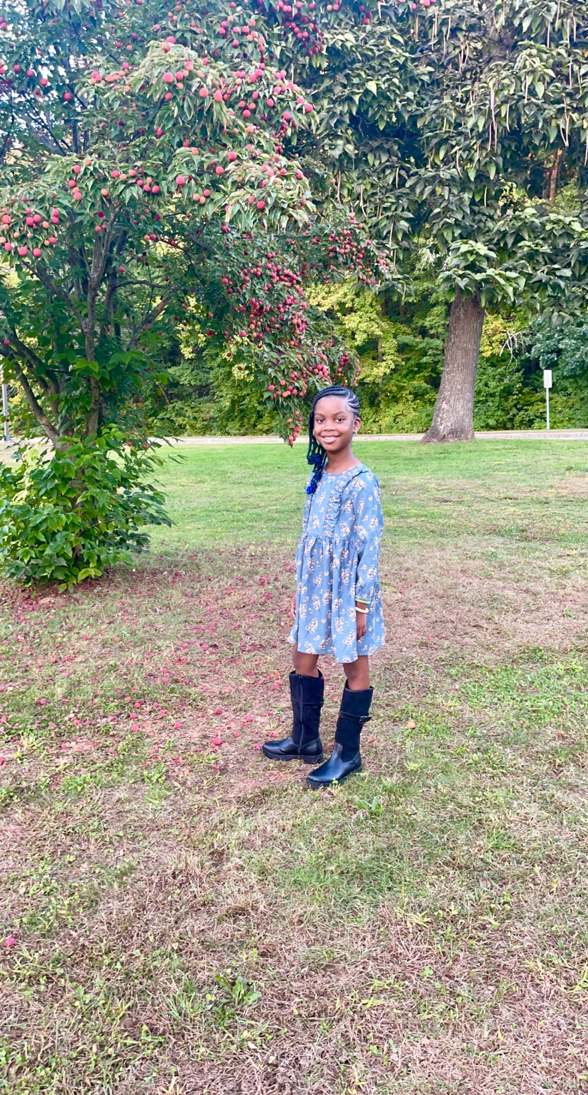 Navy Corduroy Flower Dress